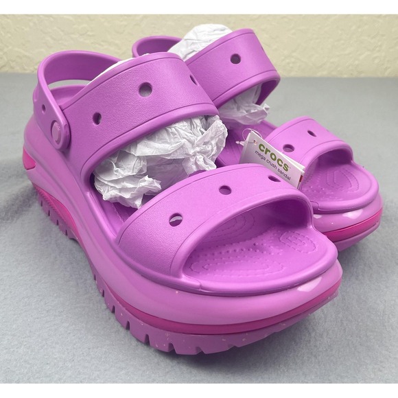 CROCS Shoes - Crocs Mega Crush Sandals Womens Size 8 Platform Shoes Bubble Pink 207989-6WQ NEW